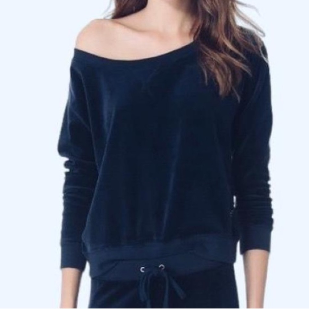 Juicy Couture vintage Black velvet long sleeve track suit top pants set